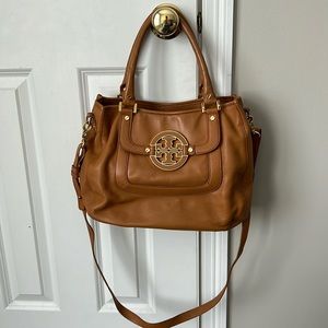 Tory Burch Tan Leather Shoulder Bag with Gold Hardware